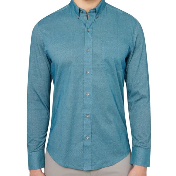 W.R.K Reworked Teal Motif Rework Print Long Sleeve Shirt - Picture 1 of 2
